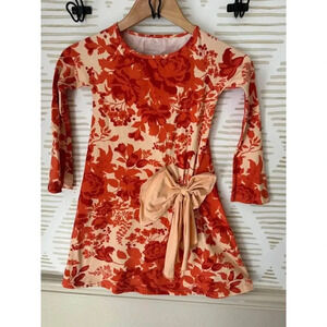 Persnickity Girls Size 7 Floral Orange Fall Lucille Dress